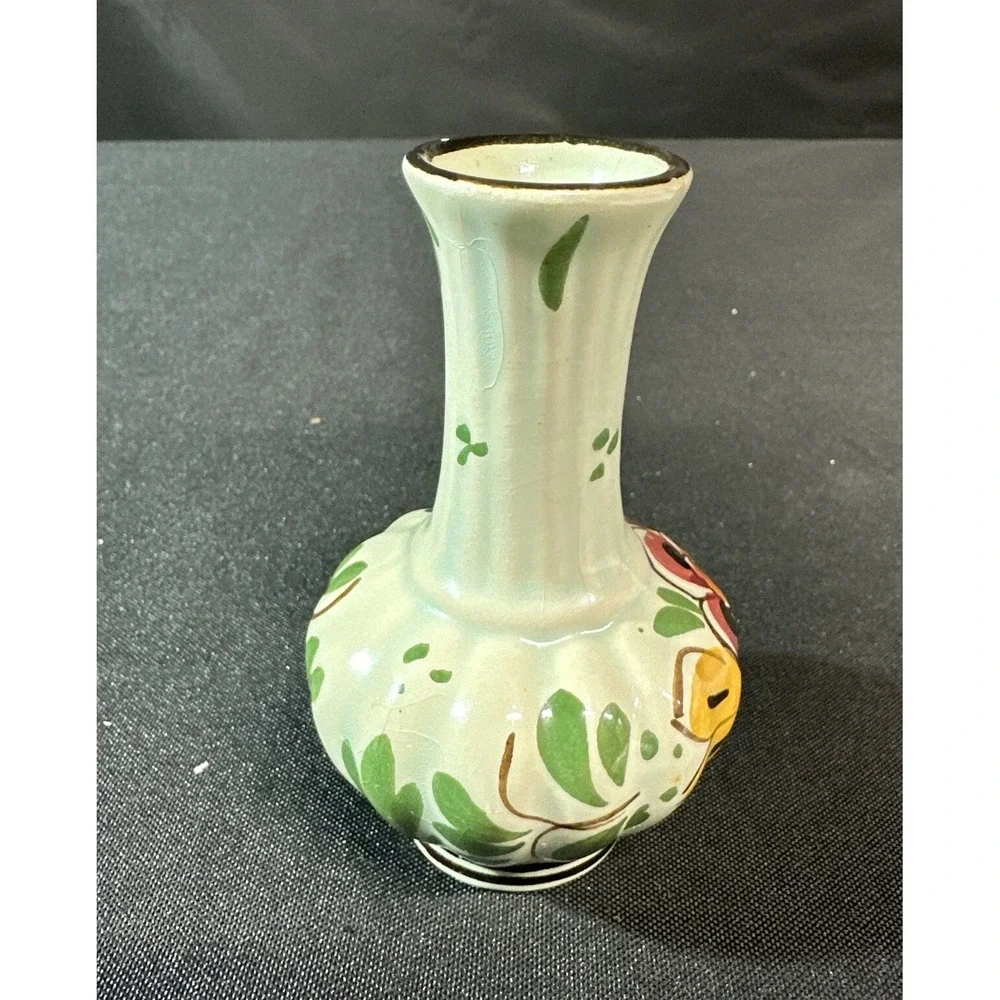 Vintage Dutch Delft Polychrome Hand Painted Floral Bud Vase Holland 4